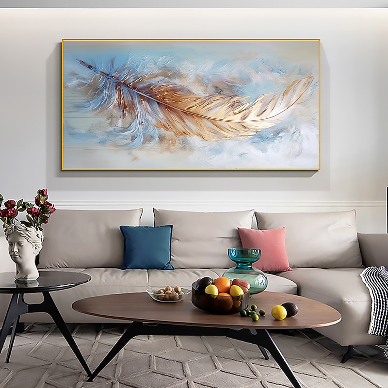 Handmade Oil Painting Canvas Wall Art Decor Original Feather Painting for Home Decor With Stretched Frame/Without Inner Frame Painting 18