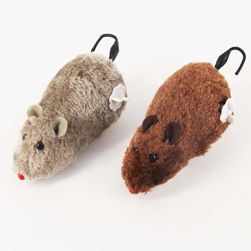 simulated wind-up plush little mouse winding mouse can jump and wag its tail pet dog cat toy wholesale4