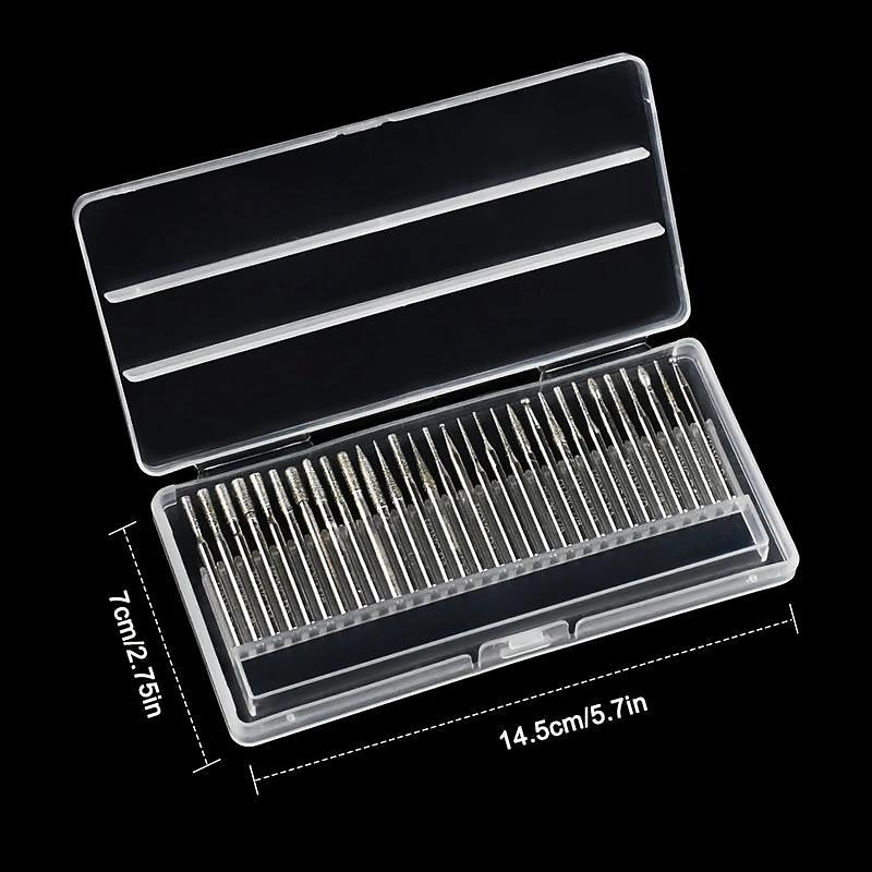 30Pcs Diamond Grinding Burr Needle Point Engraving Carving Polishing For Glass Jade Stone 3mm Drill Bit Rotary Tool Set4