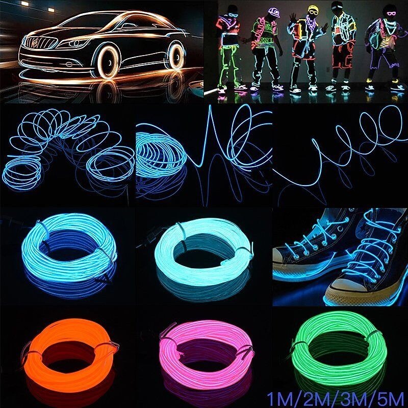 1M/2M/3M/5M LED EL Wire Stage Lights Glow Light Strip Flexible Neon for Party Christmas2