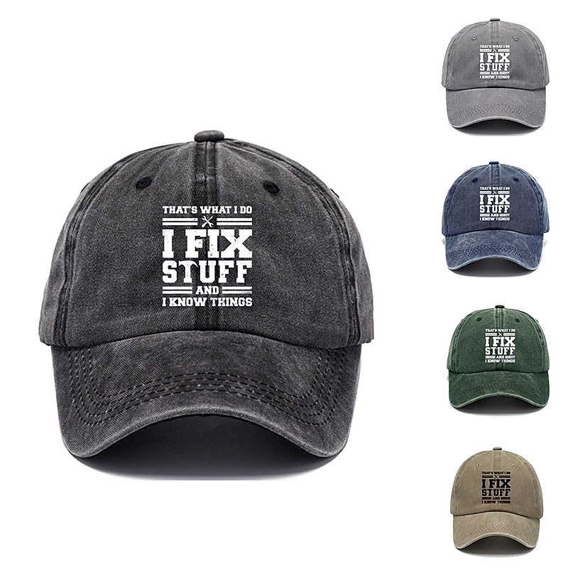 Men's Baseball Cap Black Blue Cotton Washed Travel Beach Outdoor Vacation Print Adjustable Sunscreen Fashion