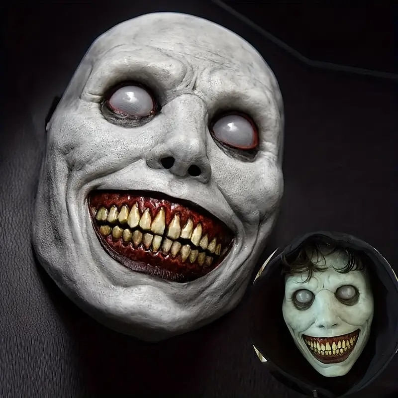 Creepy Smile Demons Halloween Latex Masks Horror Green Face Masks The Evil Cosplay Props Horror Decor Halloween Decor Party Decor for Halloween4