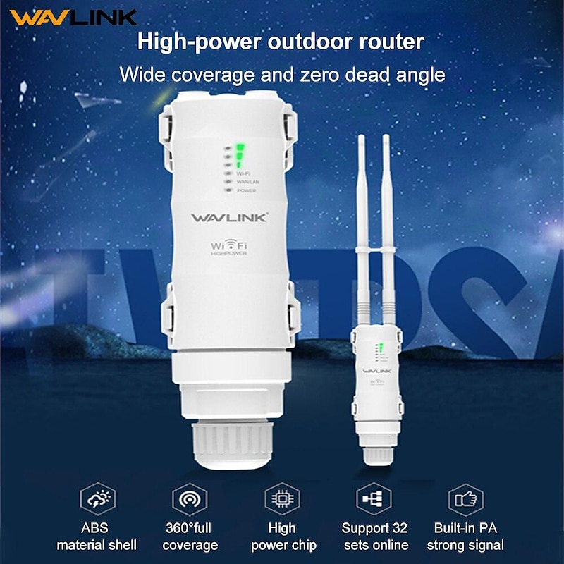 Wavlink Latest Technology 1200Mbps High Power 4x7dBi Antennas Dual Band 2.4GHz&amp;5GHz Gigabit Ethernet Outdoor Weatherproof Wireless WIFI Router/AP Repeater White2
