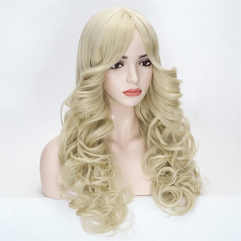 70s Wigs For Women Big Blonde Vintage Wig 80s Disco Wig Feathered Sides Big Wavy Curly Costume Wig For Women Halloween Wigs2