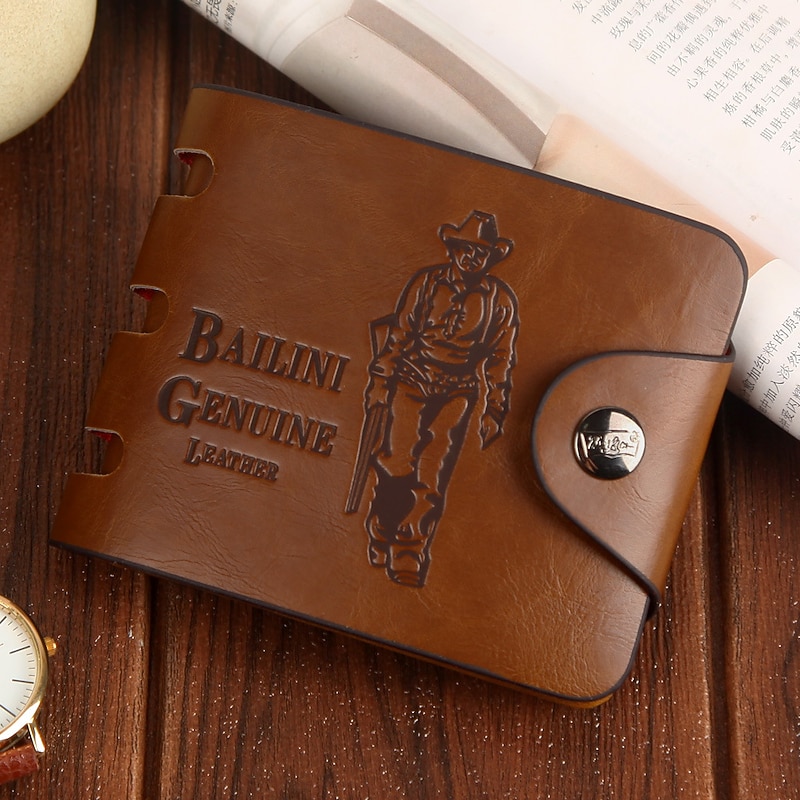 Mens Boys Classic Leather Pockets Credit ID Cards Holder Purse Wallet