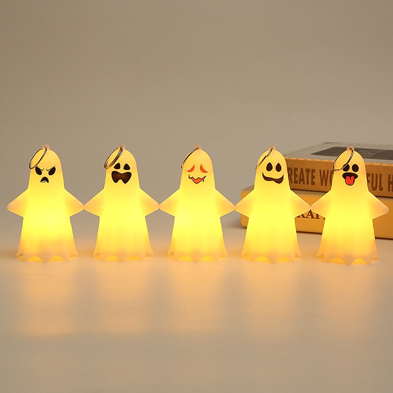 Halloween Lighted Ghost Lamp Luminous Decorative LED Halloween Electronic Props Small Ghost Party Pendant Candl Halloween Decorative Ghost Lamp Desktop Decoration Ghost Party Props Pendant2
