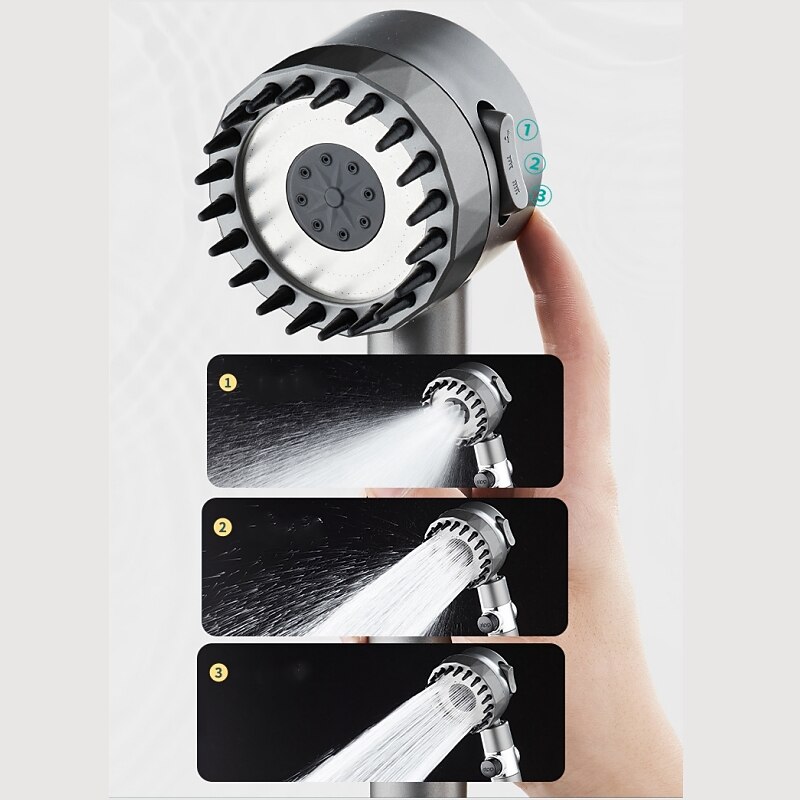 High Pressure 3-Mode Message Shower Head With Stop Button Handheld Water Saving Spray Nozzle Bathroom Accessories2