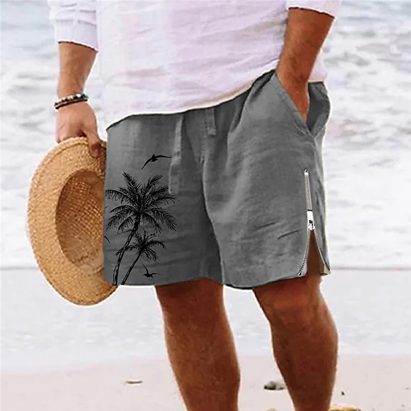 Men's Coconut Tree Graphic Prints Swim Trunks Swim Shorts Board Shorts Mid Waist Streetwear Hawaiian Designer Casual Daily Holiday Zipper Pocket Elastic Waist Designer Clothing Apparel3