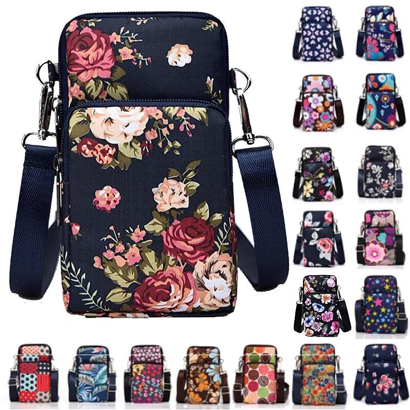18 Colors Multi-function Mini Mobile Phone Bag 3 Layers Zipper Pockets Coin Purse Key Case Crossbody Sports Bag2