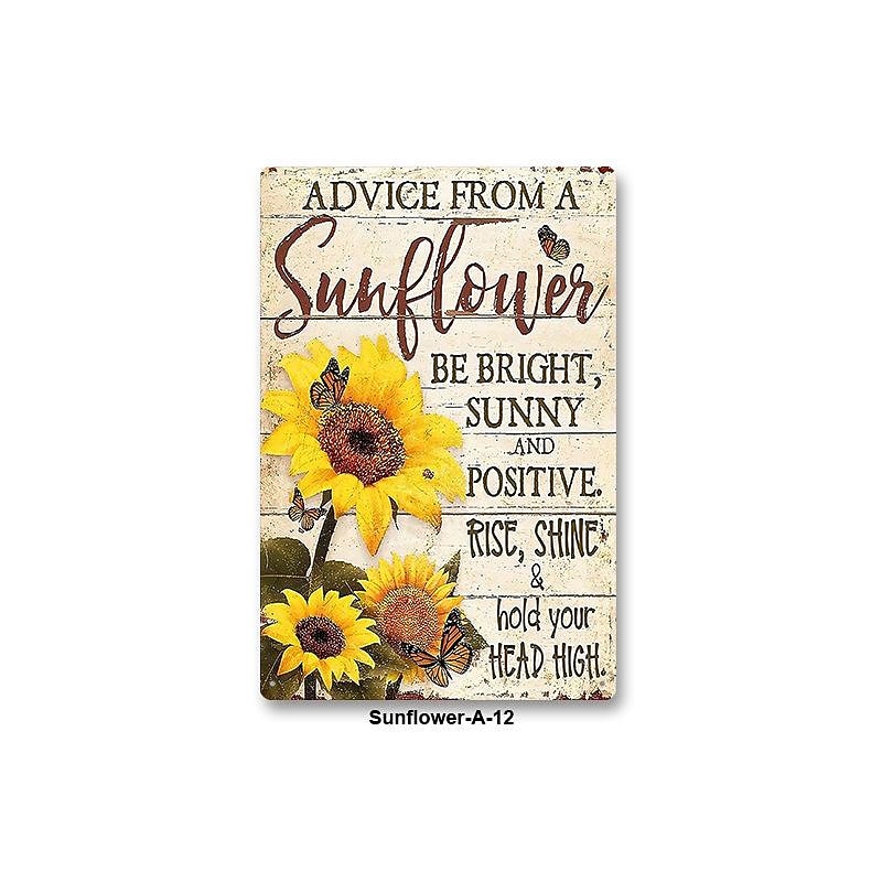 1pc Retro Metal Tin Sign Cat Sunflower Tin Sign Vintage Home Wall Decor, Painting Wall Hanging for Home Decor Wall Art Metal Tin Sign 20x30cm/8''x12''3