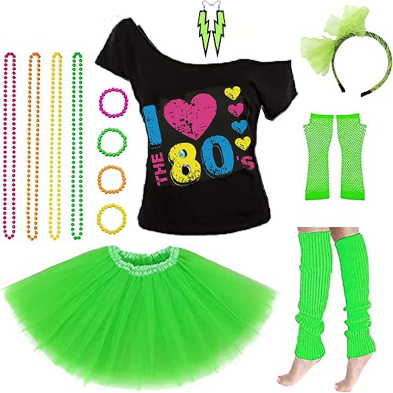 Disco 1980s Outfits T-shirt Women's Costume Headbands Beaded Necklace Vintage Cosplay Masquerade Party & Evening Club More Accessories4