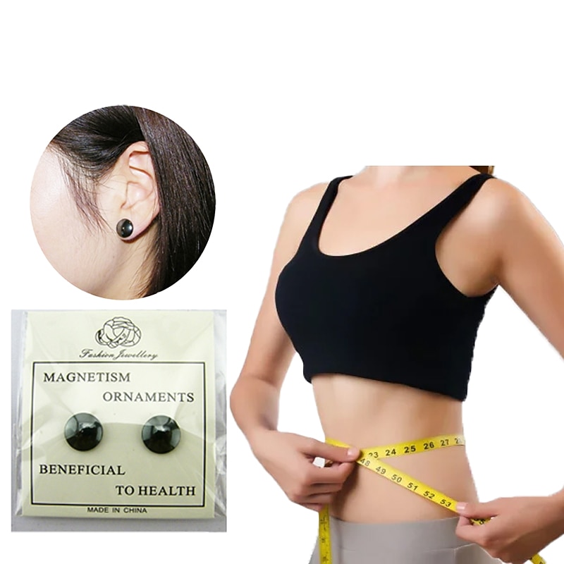 1pair Weight Loss Slimming Magnetic Stone Therapy Slimming Health Care Power Clip Earrings Fashion Jewelry  Magnet Earrings for Women Men2
