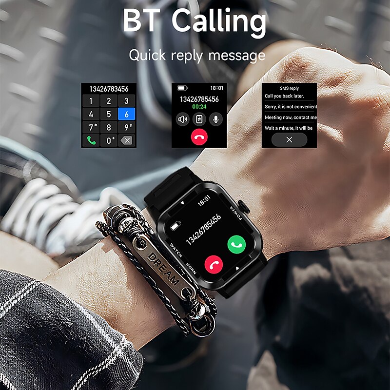 iMosi Blood Sugar Smart Watch 1.91 inch Smartwatch Fitness Running Watch Bluetooth Pedometer Call Reminder Activity Tracker Compatible with Android iOS Women Men Hands-Free Calls Waterproof3