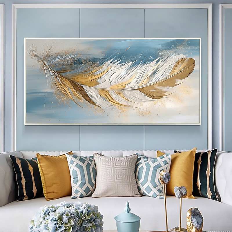 Handmade Oil Painting Canvas Wall Art Decor Original Feather Painting for Home Decor With Stretched Frame/Without Inner Frame Painting 22