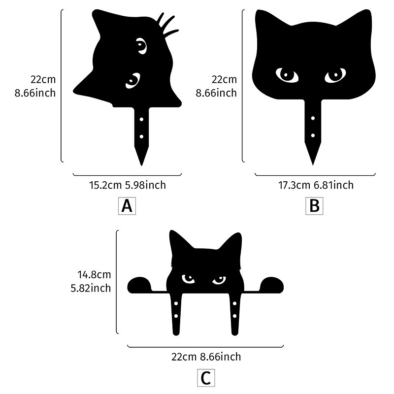 Black Acrylic Peeping Cat Garden Wooden Stake Decoration Cat Head Silhouette Waterproof Outdoor Card Insertion Suitable for Halloween Courtyard Decoration Fence Decoration Available All Seasons 1PC3