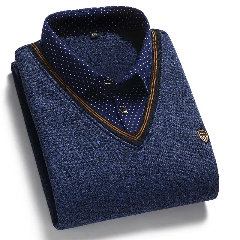 Men's Pullover Sweater Jumper Mens Dress Sweaters Ribbed Knit Regular Knitted Mock Collar Modern Contemporary Daily Wear Going out Clothing Apparel Winter Blue Light Grey S M L3