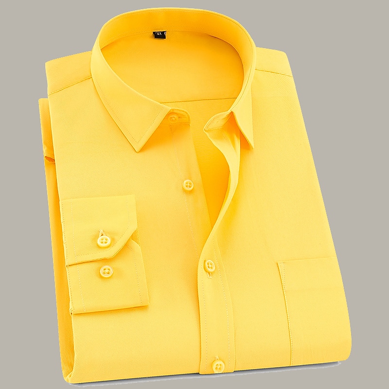 Men's Dress Shirt Non Iron Shirt Tuxedo Shirts Solid / Plain Color Wedding Office & Career Black White Yellow Pink Long Sleeve Shirt Collar All Seasons Clothing Apparel Print2
