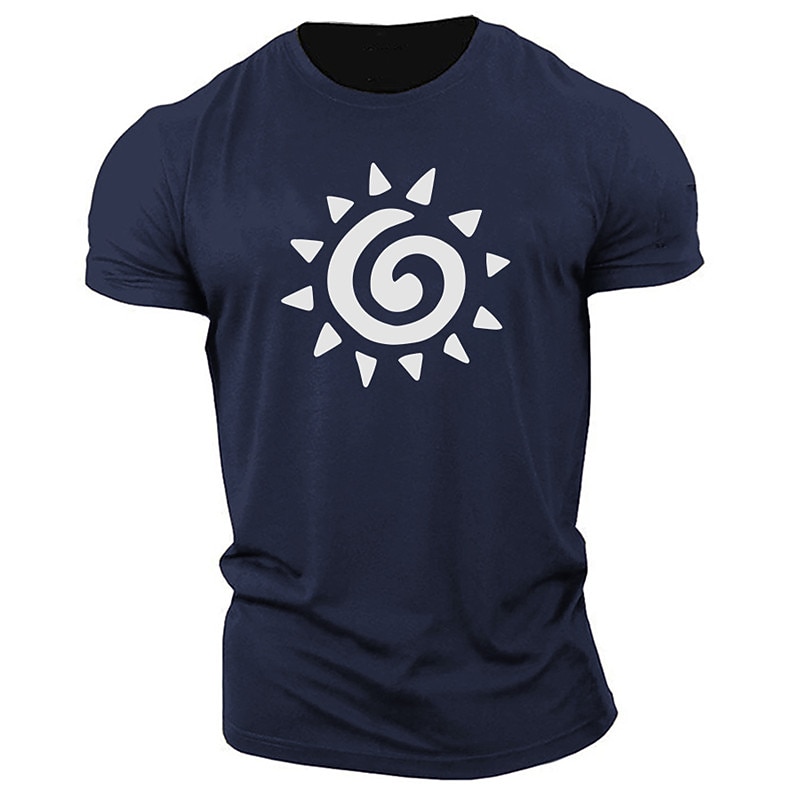 Men's Sun Graphic Prints T Shirt Graphic Tee Cotton Short Sleeve Graphic Shirt White Navy Blue Blue Comfortable Tee Outdoor Street Fashion Designer Clothing2