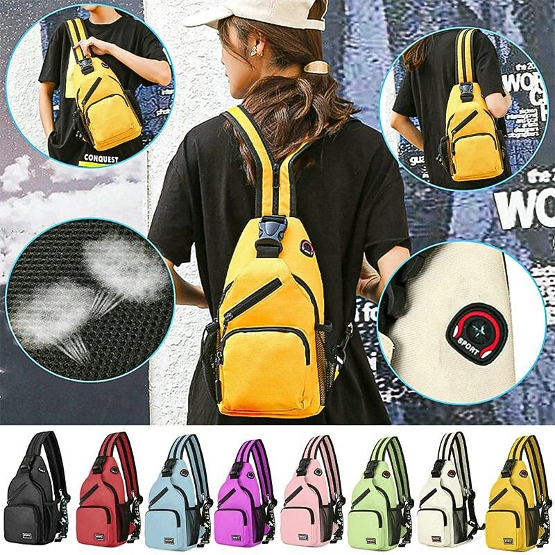 1Pc Crossbody Backpack Chest Bag with Earphone Hole Travel Backpack Multi-Functional Rucksacks Back School Bag, Back to School Gift