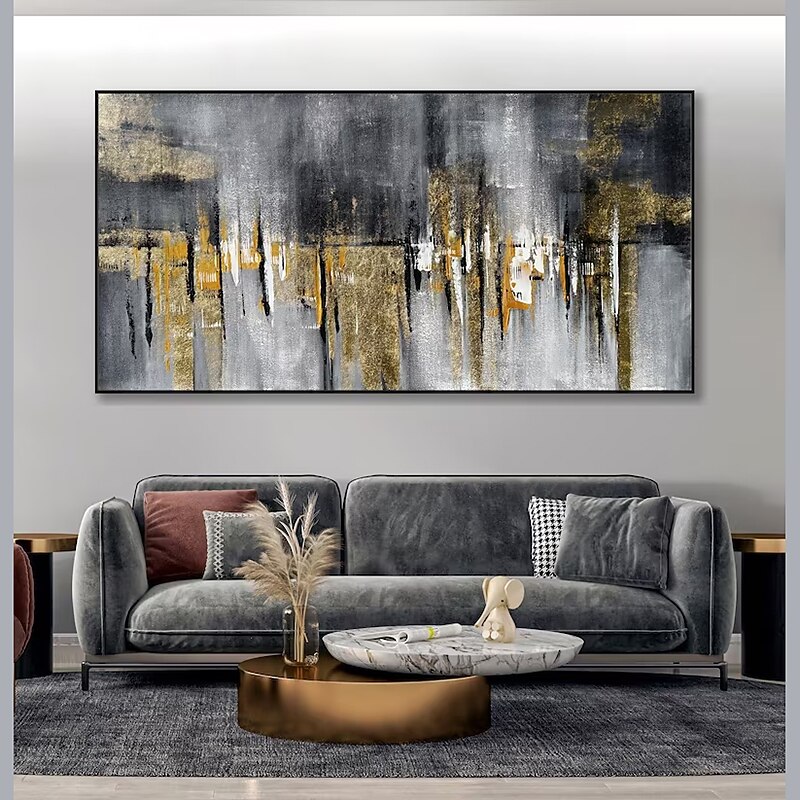 Handmade Oil Painting Canvas Wall Art Decoration Modern   Abstract Gold Horizontal Large Size for Living Room Home Decor Rolled Frameless Unstretched Painting4