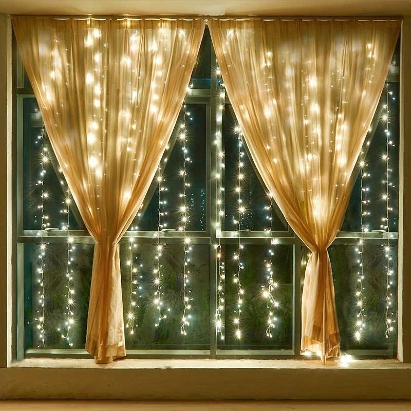 LED  Curtain String Lights 3x3M-300 LED 8 Modes USB with Remote 9 Colors for Home Room Bedroom Wedding Party Christmas Window Wall DecorationsRoom Decor4