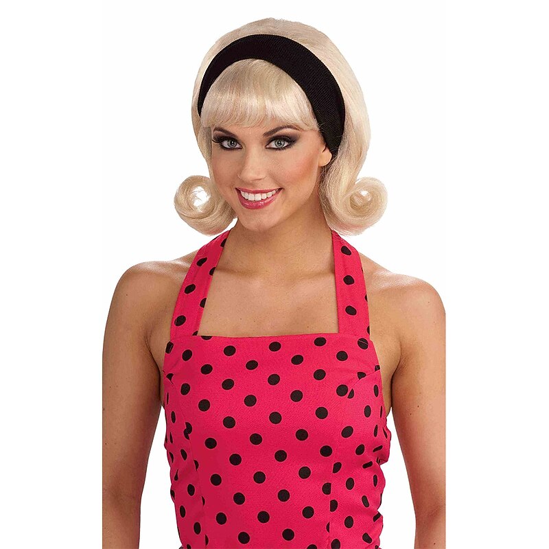 Womens 50'S Flip Headband Costume Wig Party Supplies Blonde Halloween Cosplay Party Wigs - Main Image