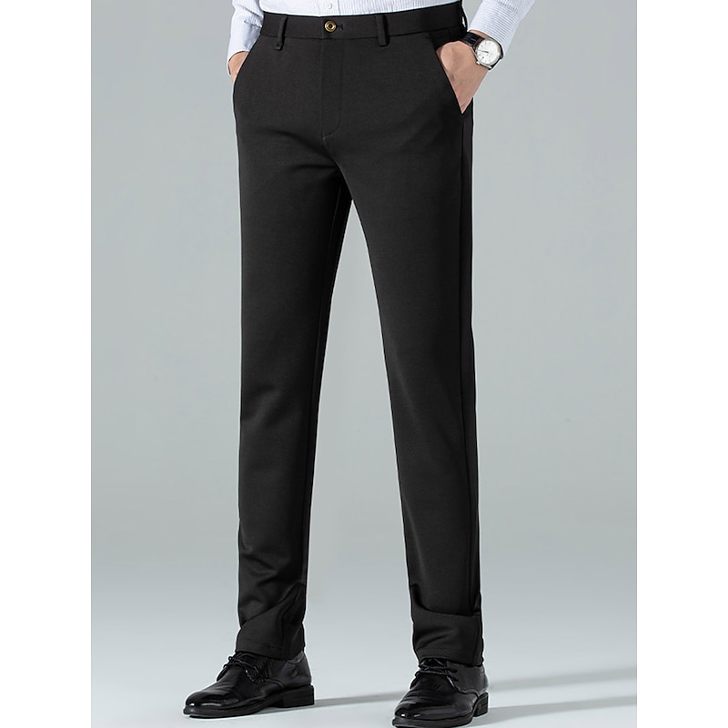 Men's Dress Pants Trousers Suit Pants Plain Comfort Breathable Outdoor Daily Going out Fashion Casual Black Dark Blue2