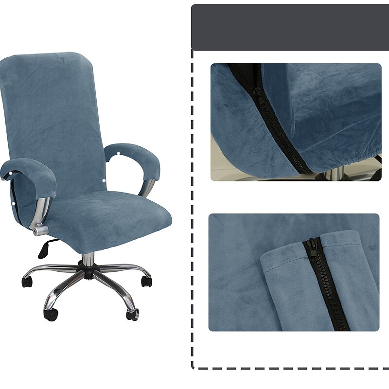 Velvet Computer Office Chair Cover Burgundy Gaming Chair Stretch Chair Slipcover Plain Solid Color Durable Washable Furniture Protector3