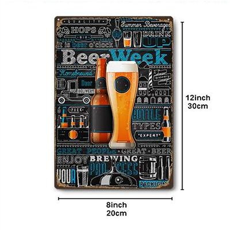 1pc Bar Metal Tin Sign Beer Tin Sign Vintage Bar Club Signs Wall Decor, Painting Wall Hanging for Home Decor Wall Art Metal Tin Sign 20x30cm/8''x12''2