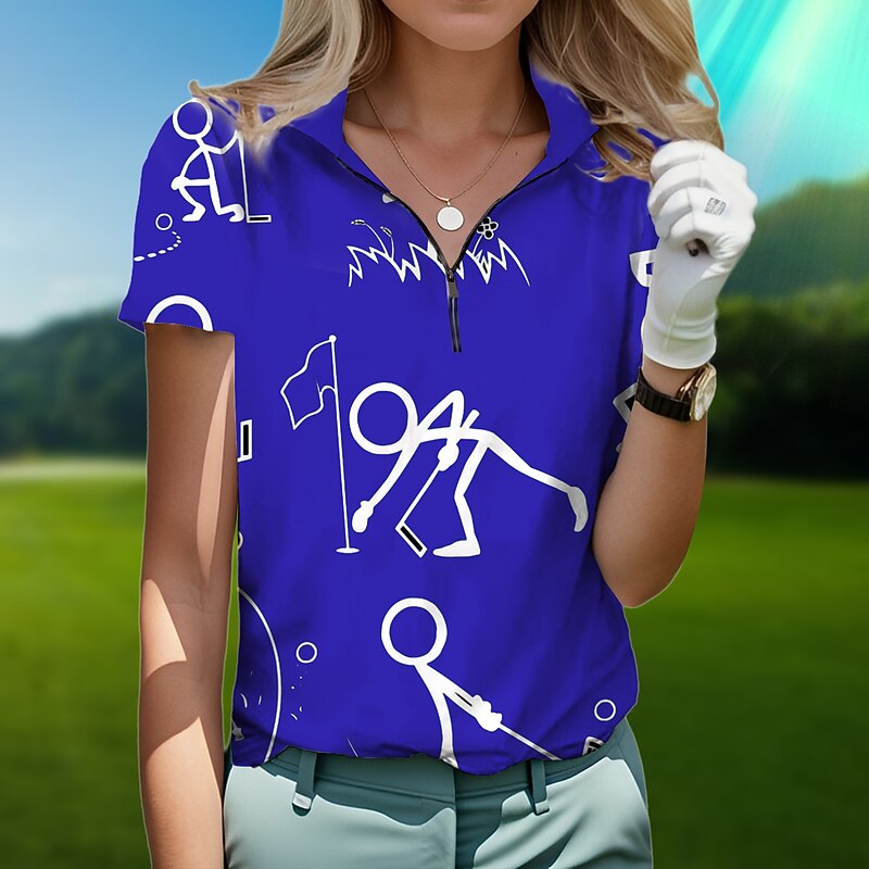 Women's Golf Polo Shirt White Short Sleeve Sun Protection Top Ladies Golf Attire Clothes Outfits Wear Apparel 5