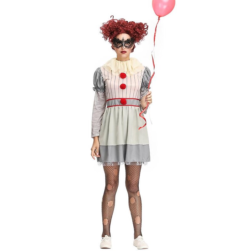 Burlesque Clown Pennywise Halloween Dress Cosplay Costume Party Costume Cosplay Scary Costume Adults' Women's Carnival Masquerade Performance Party Easy Halloween Costumes Dress Up3
