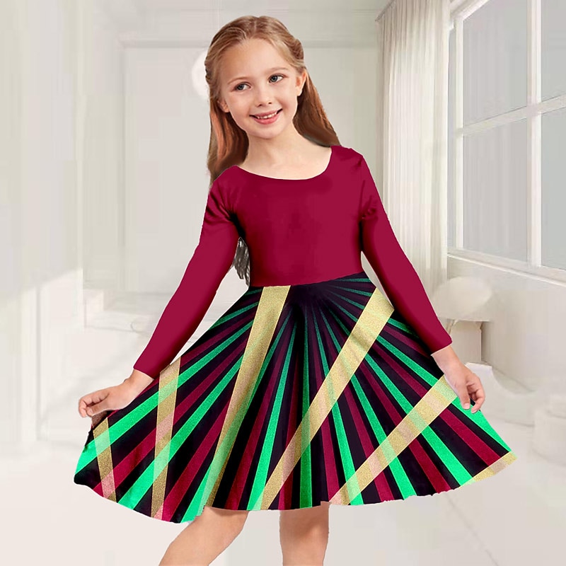 Kids Little Girls' Dress princess party A Line Dress Daily Holiday Vacation Print Navy Blue Above Knee Long Sleeve Casual Cute Sweet Dresses Fall Spring Regular Fit 3-10 Years4