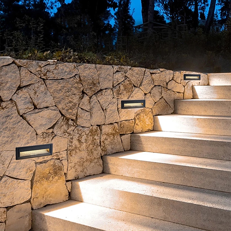 Step Lights Indoor LED Stair Lights Warm White/White 3000K/6000K IP65 Waterproof Lights for Steps, Black 110-240 V3