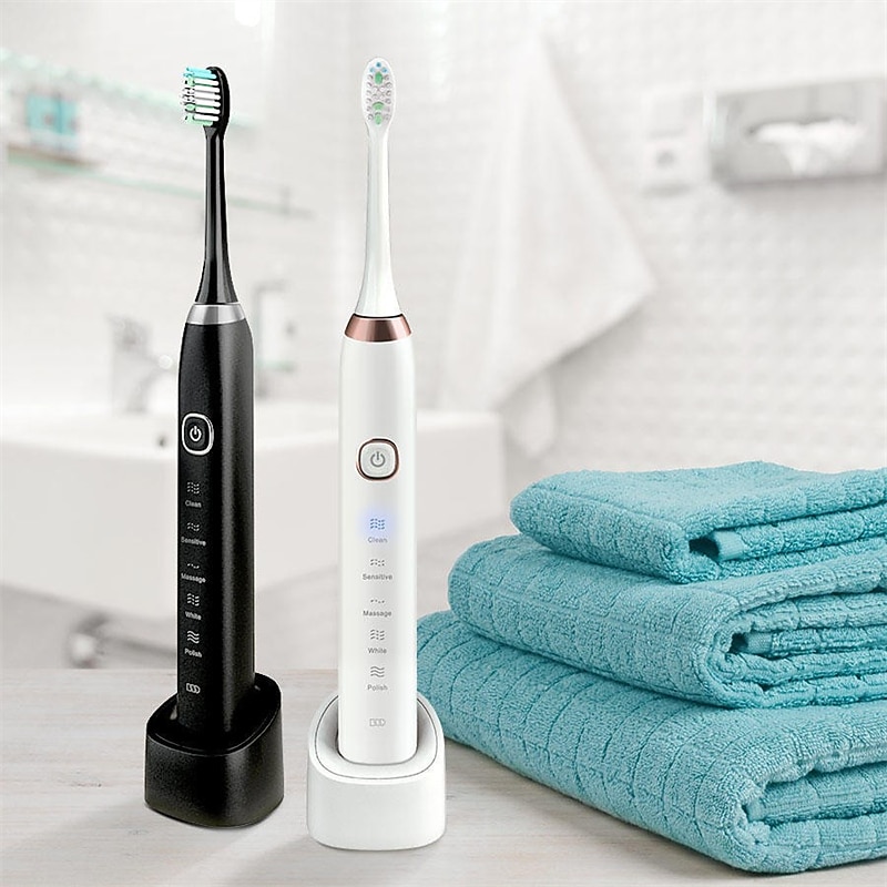 Sonic Electric Toothbrush Wireless Charging 5 Brushing Modes With Travel Box Brush Head Dust Cover 3 Replacement Soft Bristle Brush Heads3