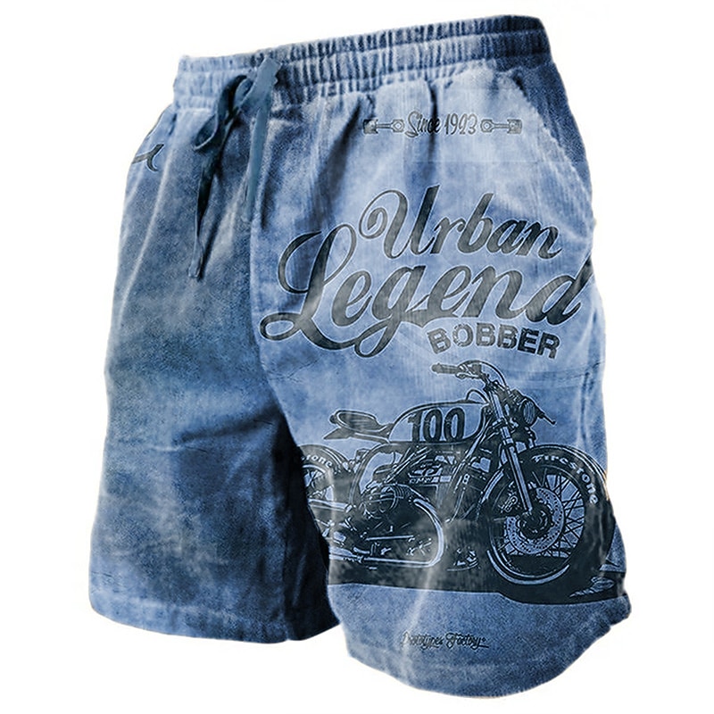Men's Graphic Letter Motorcycle Shorts Summer Shorts Beach Shorts Mid Waist Streetwear Hawaiian Designer Casual Daily Holiday Drawstring Elastic Waist 3D Print Designer Clothing Apparel4