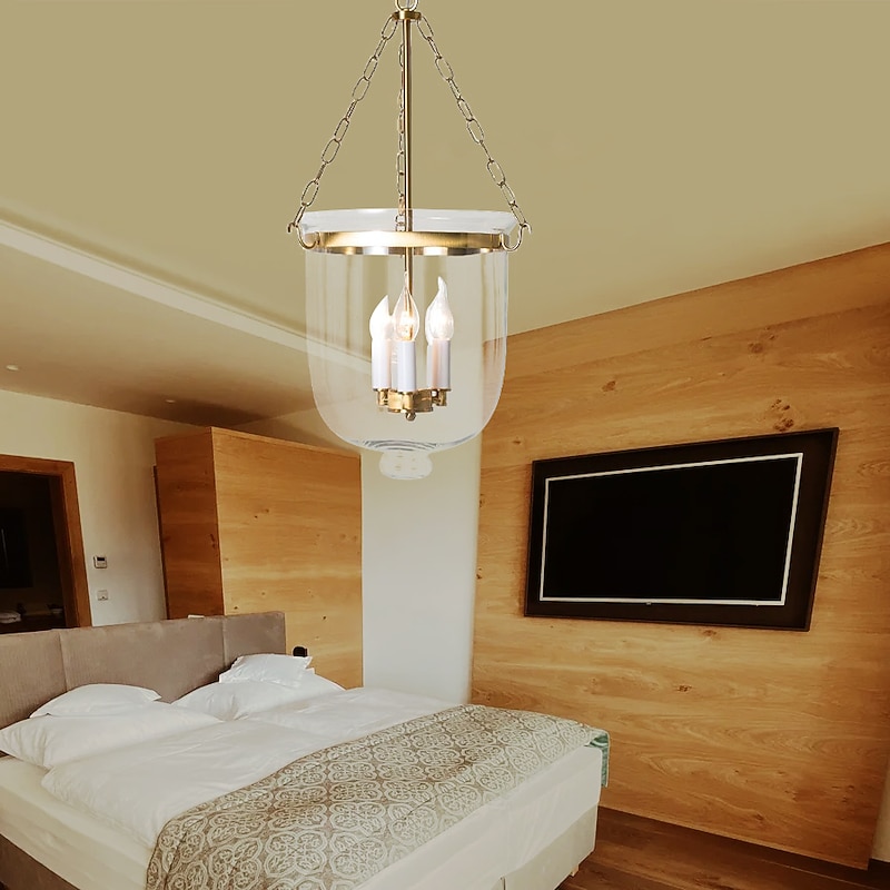 Pendant Light Fixtures  Retro Gold Black Copper 3 Light Hanging Light Industrial Style Transparent Glass lampshade Chandelier Ceiling Lighting for Living Room Study Office Lighting Fixture 110-240V4