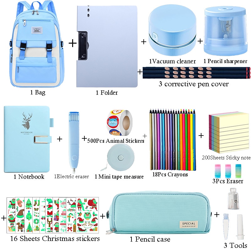 751 Pieces Back to School Supplies Kit, School Essentials Supplies Set Bulk for Girls, Boys, Teachers. Includes Backpack, Pencils, Folders, Notebooks2