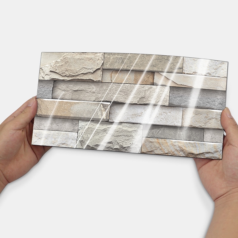 7pcs Artificial Stone Tile Wall Sticker 3D Vinyl Wallpaper Self Adhesive Floral Home Decor For Kitchen Bathroom 5.5x11 Inches4