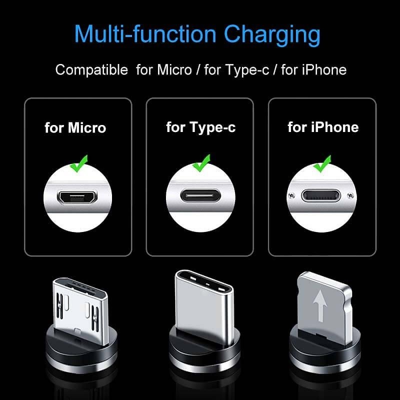 2023 magnetic USB cable LED magnetic charging cable suitable for iPhone micro USB C type fast charging magnet charger mobile phone cable2
