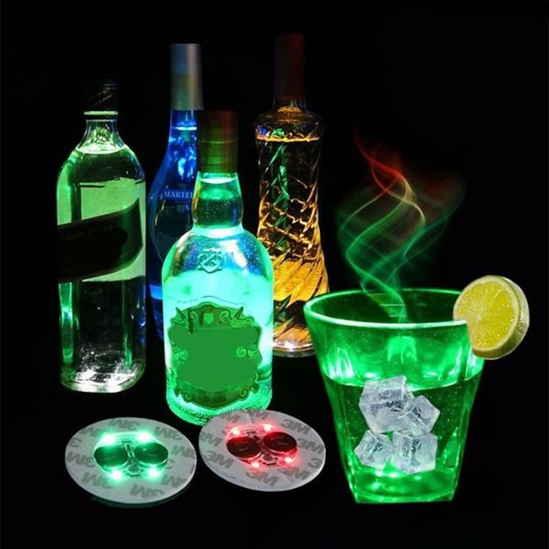 1/2/5pcs LED Coaster Flashing Creative Luminous Bottle LED Light Cup Sticker Mat Bar Club Party Supply Coaster Decor2