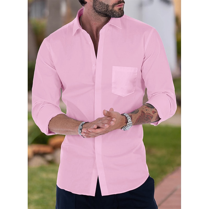 Men's Dress Shirt French Cuff Shirt Collared Shirt Button Up Shirt Waves Wedding Work Black White Pink Navy Blue Long Sleeve Turndown All Seasons Clothing Apparel Button-Down4