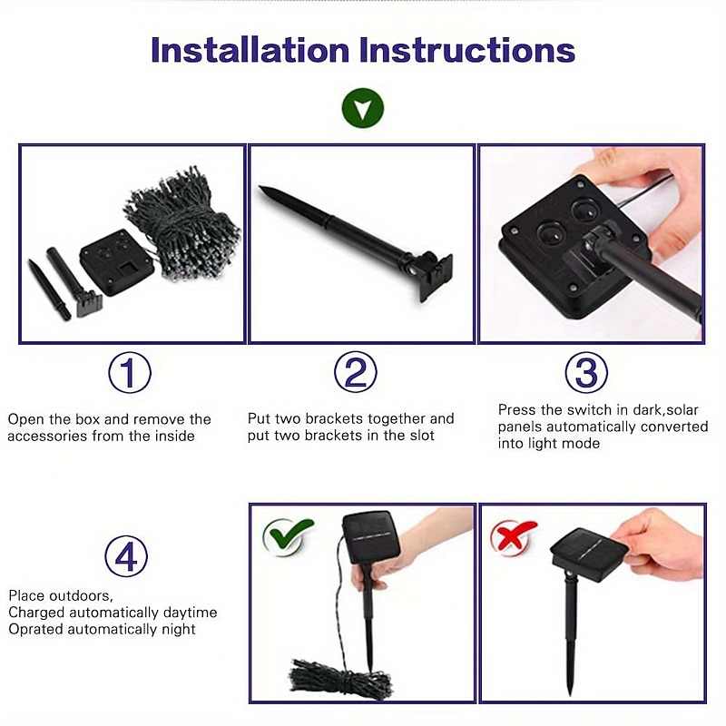 Solar Fairy Lights Outdoor Light Strings Waterproof 8 Modes 10m 100leds String Light Outdoor Lighting For Party Garden Christmas Outdoor New Year Holiday Decoration3