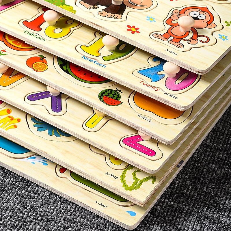 Nail Grasping Board Puzzle Children'S Montessori Early Education Wooden Toys Alphanumeric Fruit Shape Cognitive Jigsaw Puzzle4