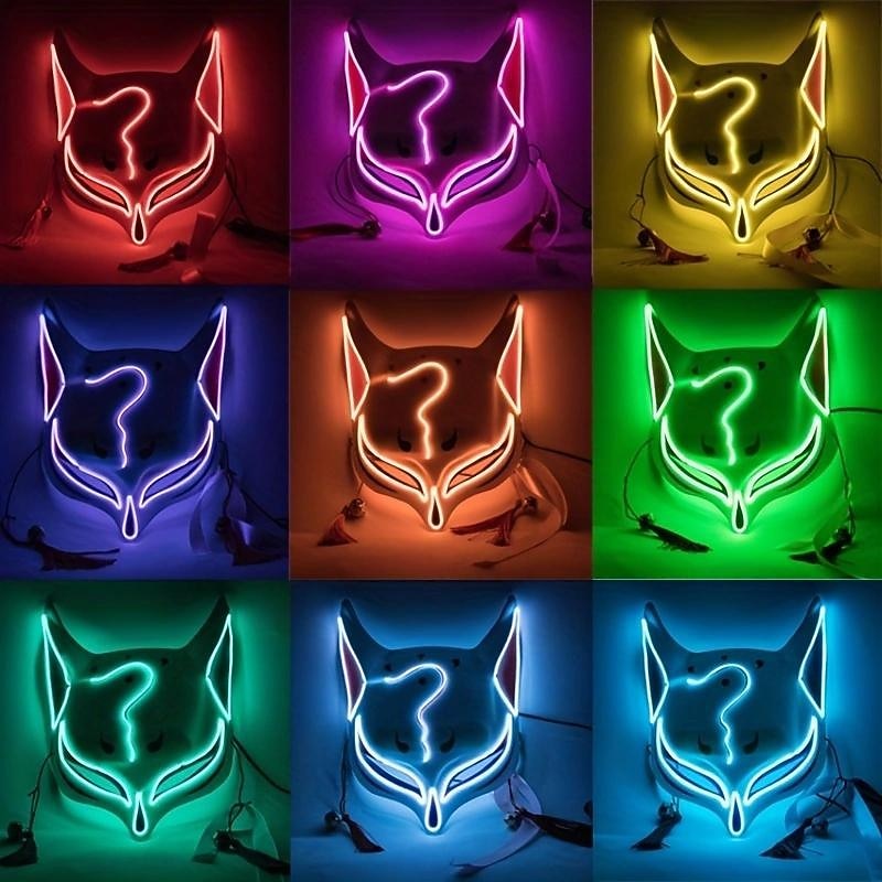 Light Up the Night with a Halloween Fox Mask: Horror Masquerade Role-Playing Mask for Anime Parties & Costume Holiday Parties2