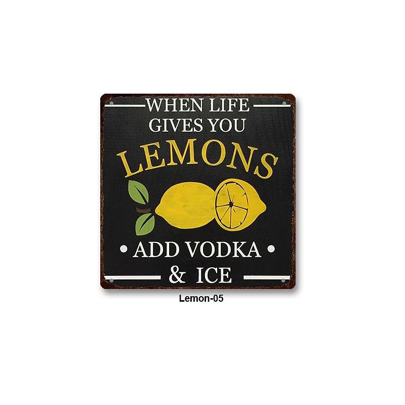 1pc Lemon Metal Tin Sign Bar Tin Sign Vintage Kitchen Signs Wall Decor, Painting Wall Hanging for Restaurant Decor Bar Decor Home Decor Wall Art Metal Tin Sign 30x30cm/12''x12''2