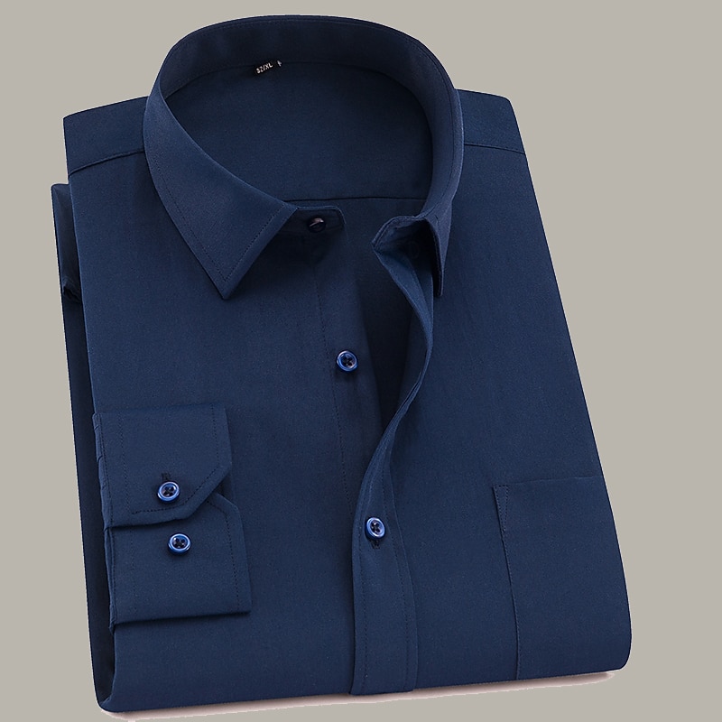 Men's Dress Shirt Non Iron Shirt Tuxedo Shirts Solid / Plain Color Wedding Office & Career Black White Yellow Pink Long Sleeve Shirt Collar All Seasons Clothing Apparel Print3