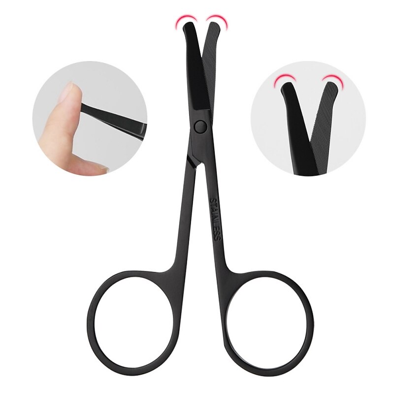 Nose Hair Scissors Stainless Steel Round Head Beauty Trimmer Nose Hair Trimmers Portable Ergonomics Nose Hair Cutter Tools4