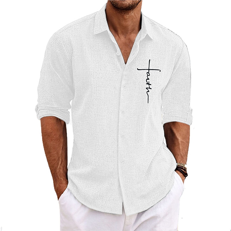 Men's Cross Shirt Button Up Shirt Long Sleeve Fashion Streetwear Designer Outdoor Casual Daily Summer Spring Fall Turndown Print Black White Pink Blue Green4