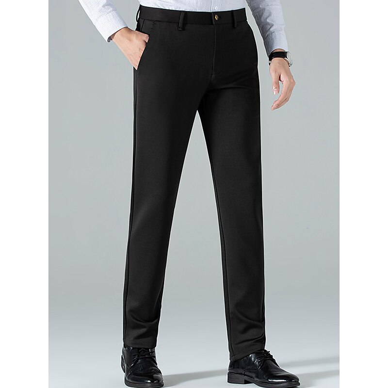 Men's Dress Pants Trousers Suit Pants Plain Comfort Breathable Outdoor Daily Going out Fashion Casual Black Dark Blue3