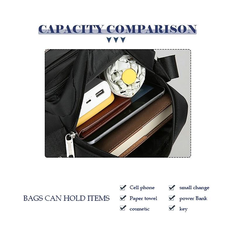 Lightweight Waterproof Nylon Crossbody Bag for Commuting, Travel, and School - Durable Multi-layer Wear-resistant Design, Back to School3